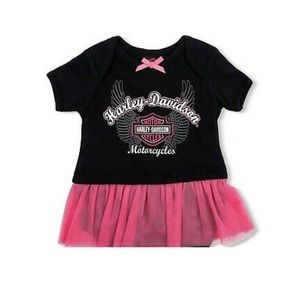 Harley Davidson Black/Pink Tulle Tutu Ribbed Creeper